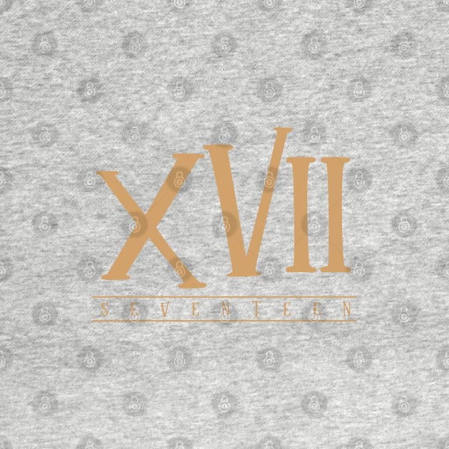 XVII (Seventeen) Gold Roman Numerals by VicEllisArt